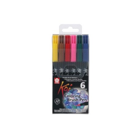 Marcadores Koi Coloring Brush Pen Estuche C/6